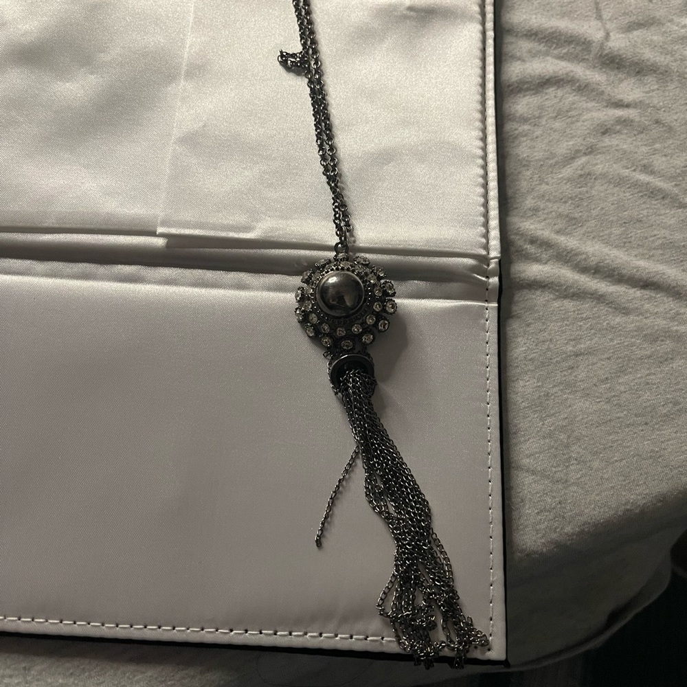Long silver necklace